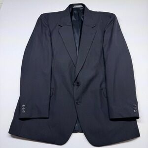 Cambridge Bay Mens Navy Blue Pinstripe Two Button Blazer Jacket Made in USA